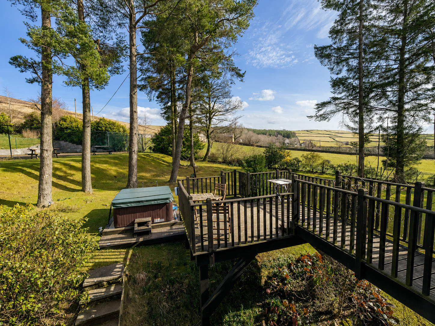 Hot tub deck with valley views at Heather Brae